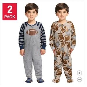 Kids Headquarters Gray and Brown Football Blanket Sleepers